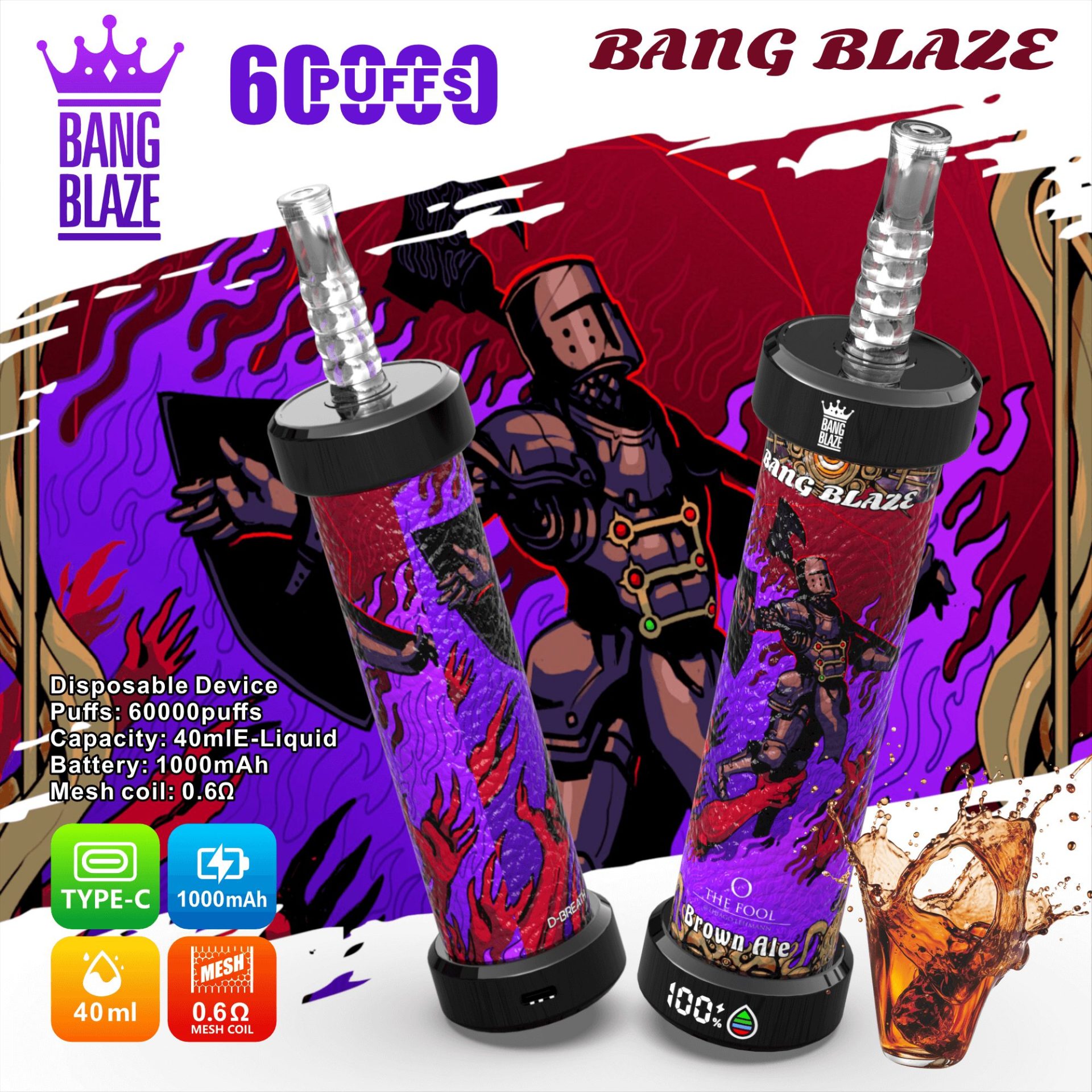 Bang Blaze 60K Shisha | 60,000 puffs & crystal clear disposable vape 3 Bang Blaze 60K Shisha | 60,000 puffs & crystal clear disposable vape - Image 3
