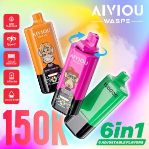 WASPE AIVIOU 6 en 1 150000 bocanadas | Vape desechable de mayor duración con pantalla LED