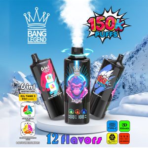 Bang Legend 150K 6 em 1 150.000 baforadas | vape descartável em massa de tanque triplo led inteligente