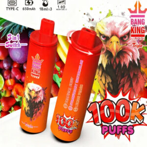 Bang King Triple 100K | 3-i-1 100 000 puffar, trippelsmak, uppladdningsbar, långvarig engångsvape