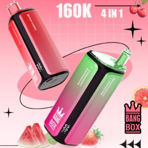 Bang Box 160K | 4-in-1 160000 パフ、クワッドフレーバー、1.0Ω メッシュコイル、LCD ディスプレイ、ニコチン 0% ～ 5%、充電式バルク使い捨てベープ